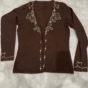 Brown Matching set with gold and brown beads/gold rinestones top